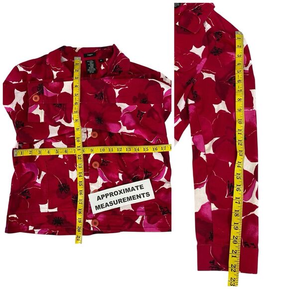 Haggar Blazer Womens Sz 12 Red Floral Jacket Office Workwear Coastal Resort - Picture 2 of 14